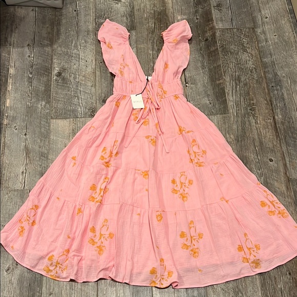 Impeccable Pig Mable Pink Floral Deep V Neck Maxi Dress NWT - Picture 9 of 14